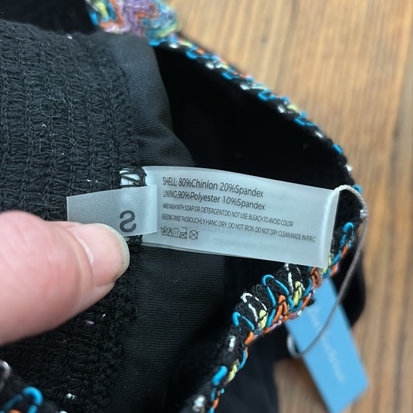 Paisley One Shoulder Woven Patchwork Black Bikini Set size S NWT swimsuit - Picture 11 of 13